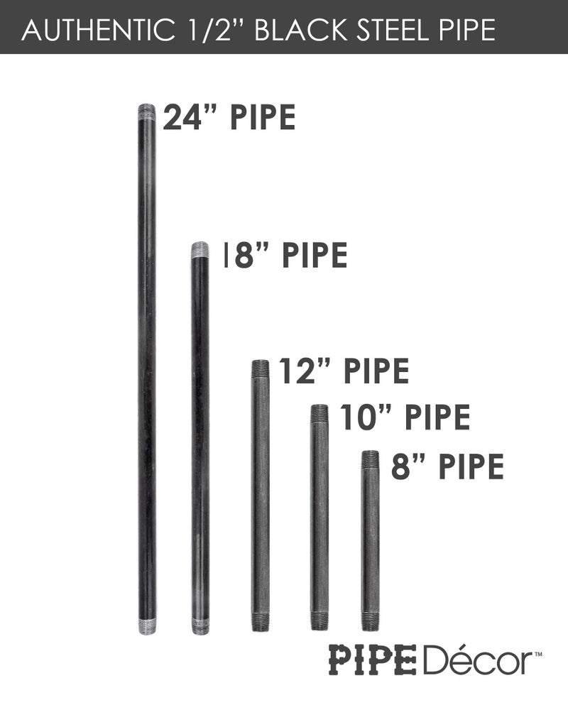 PIPE DECOR PIPE DÃ‰COR 1/2â€ x 24â€ Malleable Cast Iron Pipe, Pre Cut Connectors, Industrial Steel Grey Fits Standard Half Inch Black Threaded Pipes Nipples and Fittings, Build Vintage DIY Furniture, 6 Pack - Image 5